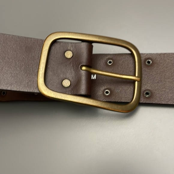 Jimmy’Z Wide Brown Leather Vintage Belt Size 32-34 Brass Studs & Brass Buckle - Picture 9 of 13